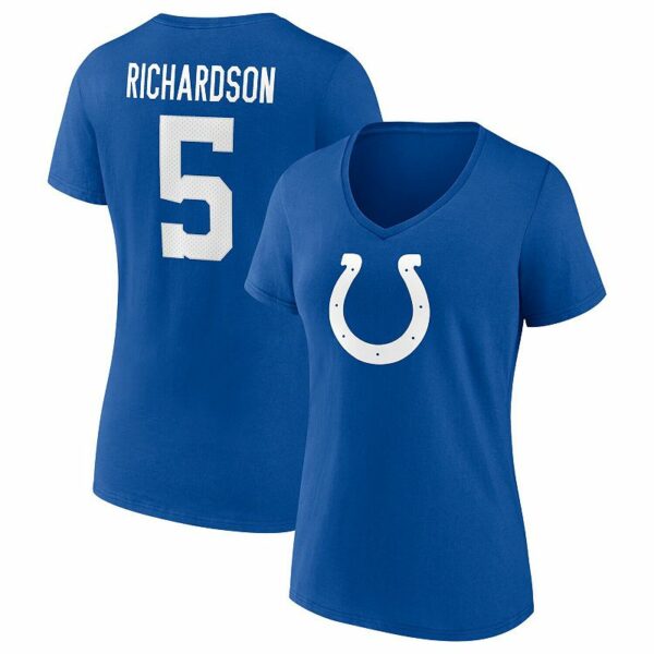 Women's Fanatics Branded Anthony Richardson Royal Indianapolis Colts Icon Name & Number V-Neck T-Shirt, Size: Large, Blue