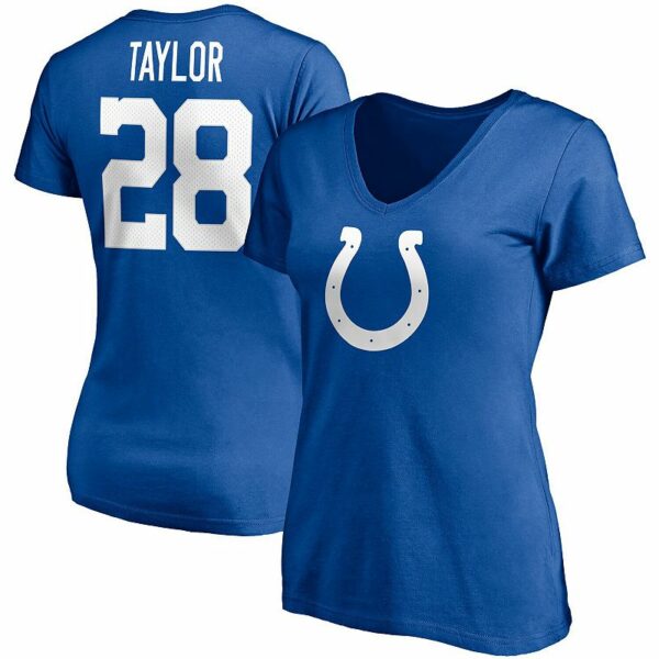 Women's Fanatics Branded Jonathan Taylor Royal Indianapolis Colts Player Icon Name & Number V-Neck T-Shirt, Size: Large, Blue