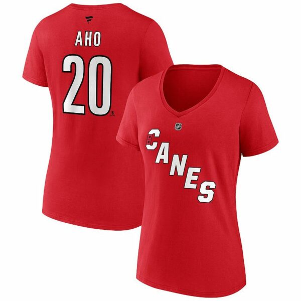 Women's Fanatics Branded Sebastian Aho Red Carolina Hurricanes Special Edition 2.0 Name & Number V-Neck T-Shirt, Size: 2XL