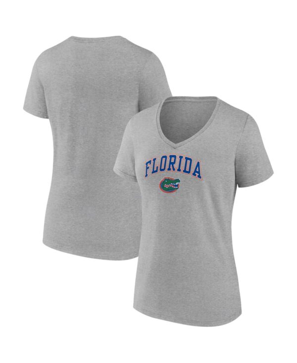 Women's Fanatics Heather Gray Florida Gators Evergreen Campus V-Neck T-shirt - Heather Gray