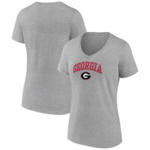 Women's Fanatics Heather Gray Georgia Bulldogs Evergreen Campus V-Neck T-shirt - Heather Gray