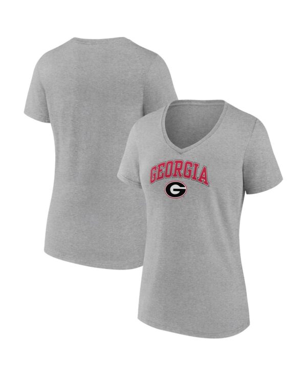 Women's Fanatics Heather Gray Georgia Bulldogs Evergreen Campus V-Neck T-shirt - Heather Gray