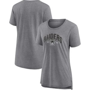 Women's Fanatics Heathered Gray Las Vegas Raiders Drop Back Modern Tri-Blend T-shirt - Heathered Gray