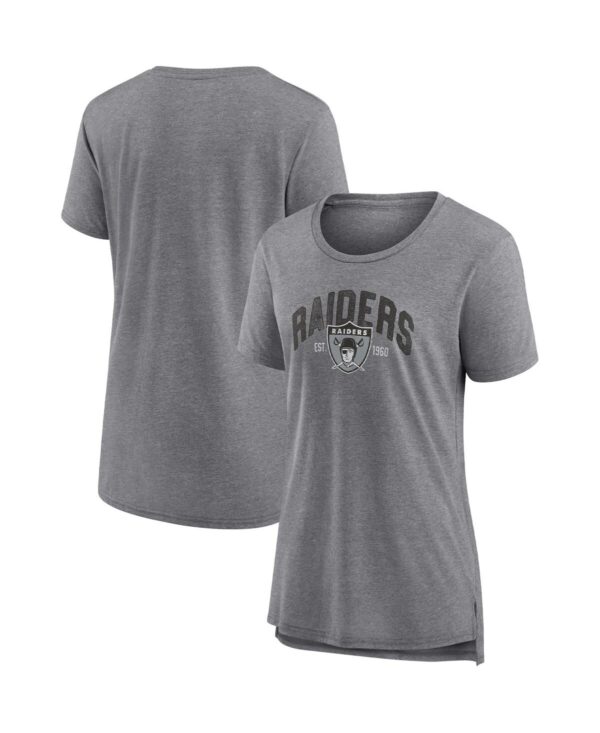 Women's Fanatics Heathered Gray Las Vegas Raiders Drop Back Modern Tri-Blend T-shirt - Heathered Gray