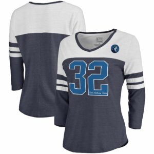 Women's Fanatics Karl-Anthony Towns Navy Minnesota Timberwolves Starstruck Name & Number Tri-Blend 3/4-Sleeve V-Neck T-Shirt