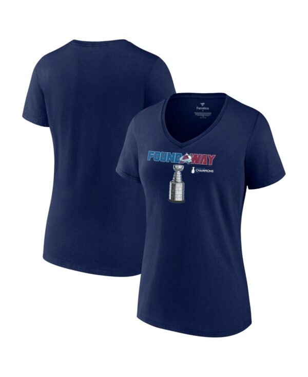 Women's Fanatics Navy Colorado Avalanche 2022 Stanley Cup Champions Plus Size Celebration V-Neck T-shirt - Navy