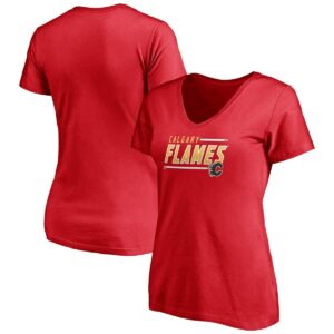 Women's Fanatics Red Calgary Flames Plus Size Mascot In Bounds V-Neck T-shirt - Red