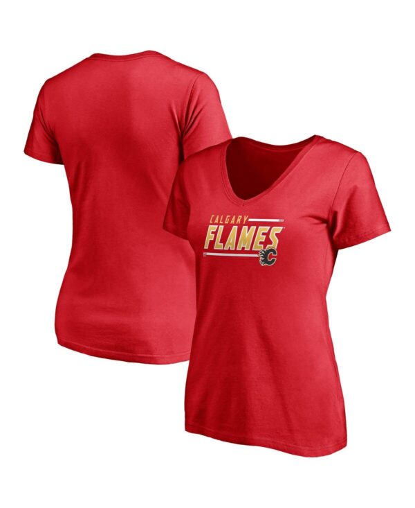 Women's Fanatics Red Calgary Flames Plus Size Mascot In Bounds V-Neck T-shirt - Red