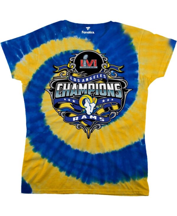 Women's Fanatics Royal, Gold Los Angeles Rams Super Bowl Lvi Champions Tie-Dye T-shirt - Royal, Gold