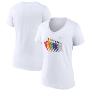 Women's Fanatics White WNBA Logowoman Pride V-Neck T-Shirt