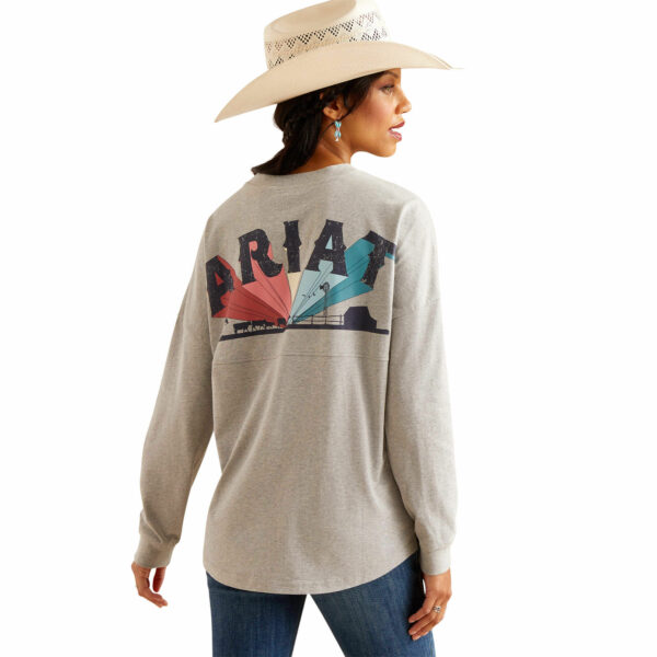 Women's Fun Farm Oversized T-Shirt Long Sleeve in Heather Grey, by Ariat