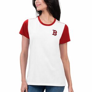 Women's G-III 4Her by Carl Banks White Boston Red Sox Illustration Ringer T-Shirt, Size: Large