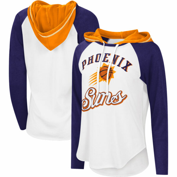 Women's G-III 4Her by Carl Banks White Phoenix Suns MVP Raglan Hoodie Long Sleeve T-Shirt