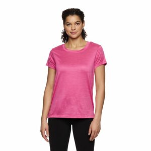 Women's Gaiam Align Marled Short Sleeve Training T-Shirt, Size: Large, Red Purple