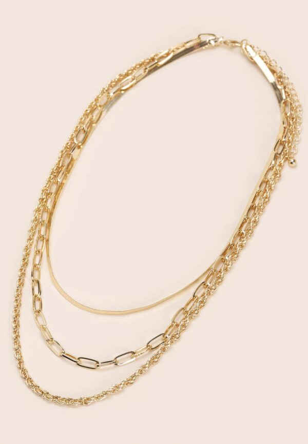 Womens Gold 3 Layer Chain Necklace