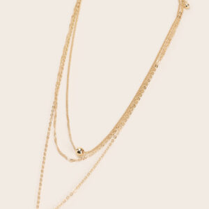 Womens Gold 3 Row Hoop Heart Necklace