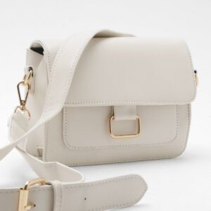 Womens Gold Buckle Detail Crossbody Bag - White - One Size, White