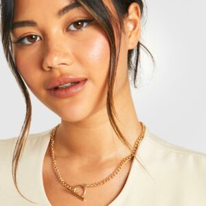 Womens Gold Chain Link T-Bar Necklace - One Size, Gold