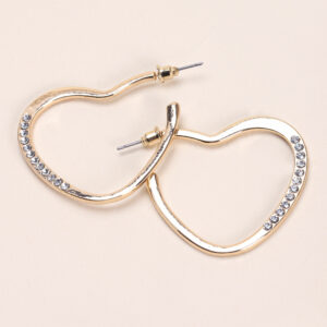 Womens Gold Diamante Heart Shaped Earrings