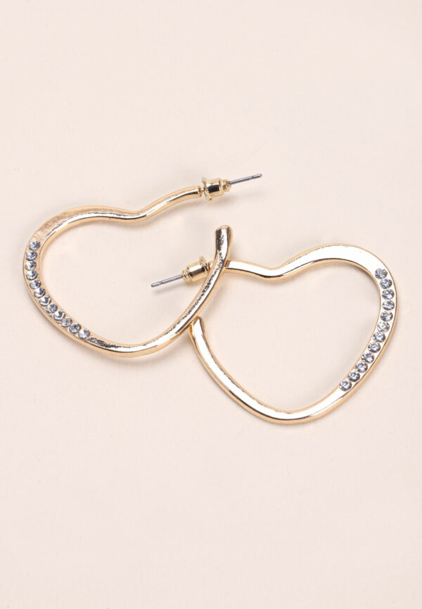 Womens Gold Diamante Heart Shaped Earrings