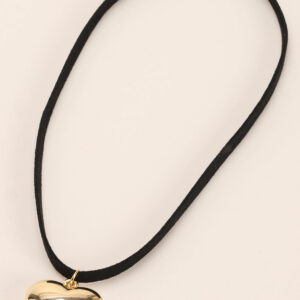 Womens Gold Heart Cord Necklace