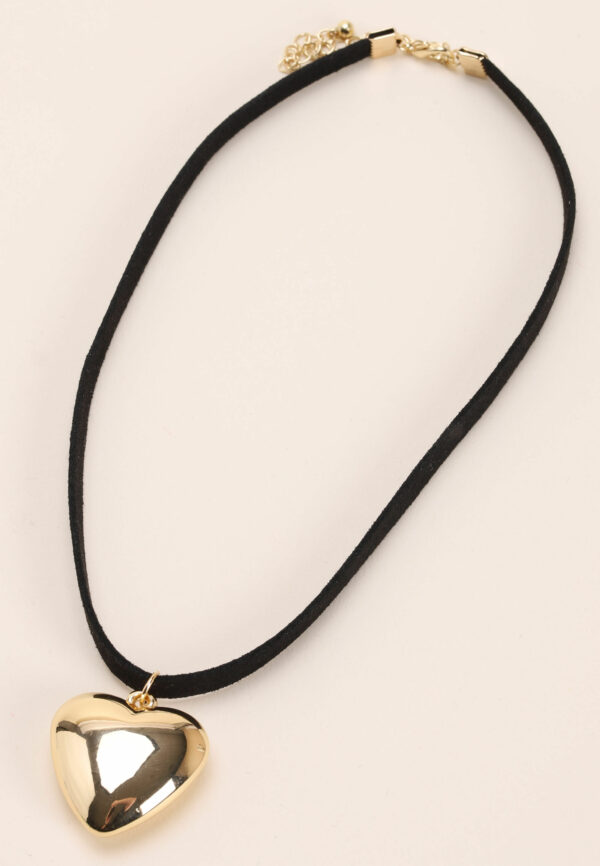 Womens Gold Heart Cord Necklace