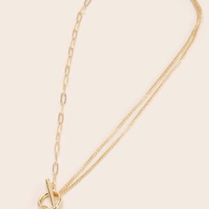 Womens Gold Heart Pave Necklace