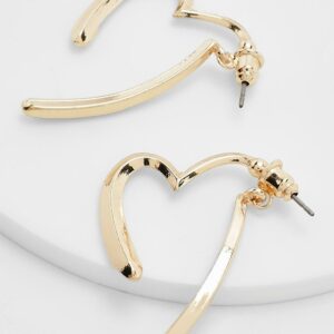 Womens Gold Heart Shape Earrings - One Size, Gold