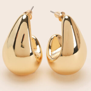 Womens Gold Large Teardrop Earrings