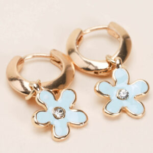 Womens Gold Mini Flower Drop Earrings