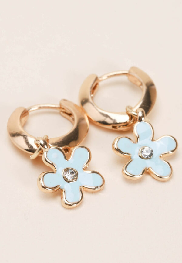 Womens Gold Mini Flower Drop Earrings