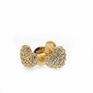 Womens Gold Plated Pave Heart Stud Earrings