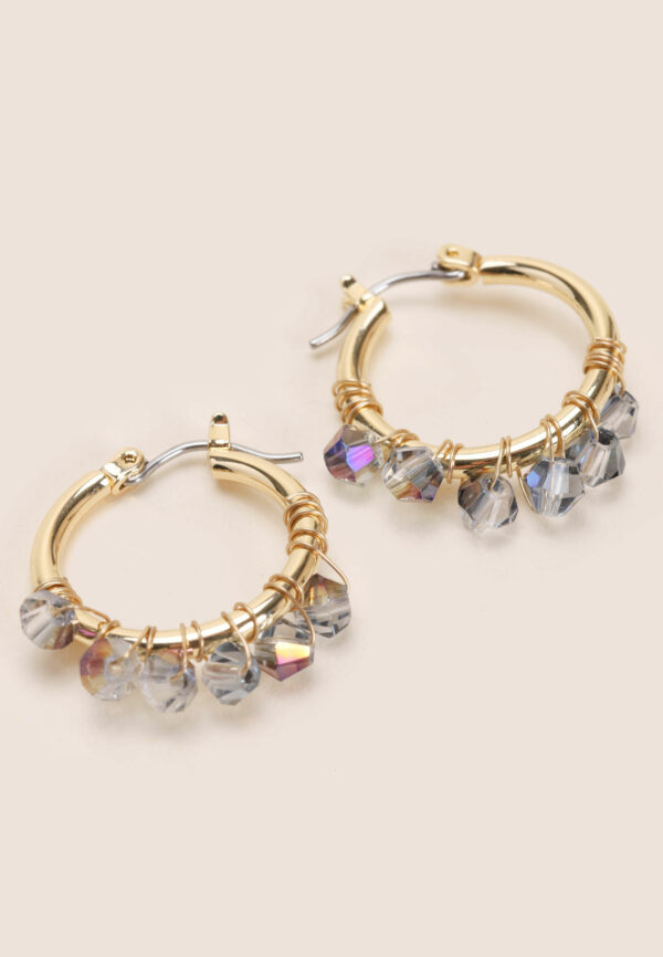 Womens Gold Small Beaded Hoop Earrings