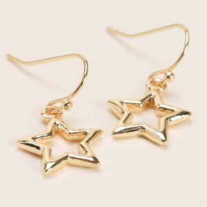 Womens Gold Star Drop Earrings