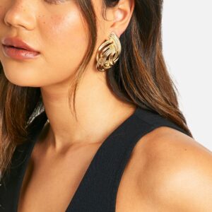 Womens Gold Statement Twist Earrings - One Size, Gold