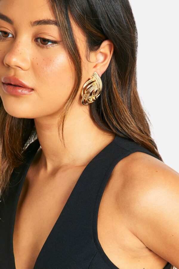 Womens Gold Statement Twist Earrings - One Size, Gold