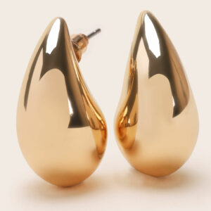 Womens Gold Tear Drop Stud Earrings