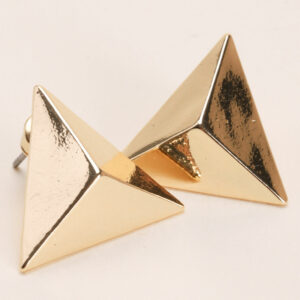 Womens Gold Triangle Stud Earrings