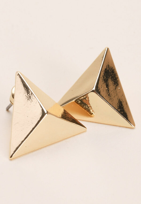 Womens Gold Triangle Stud Earrings