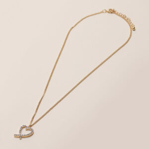 Womens Gold & Diamante Heart Necklace