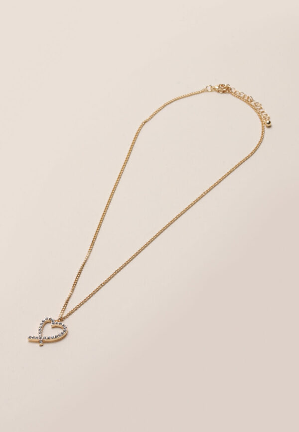 Womens Gold & Diamante Heart Necklace