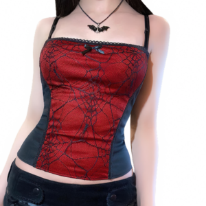 Women's Gothic Sleeveless Patchwork Crop Top / Sexy Vintage Grunge Tank Top