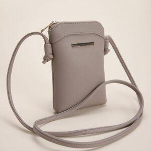 Womens Grey Cross Body Mobile Phone Bag