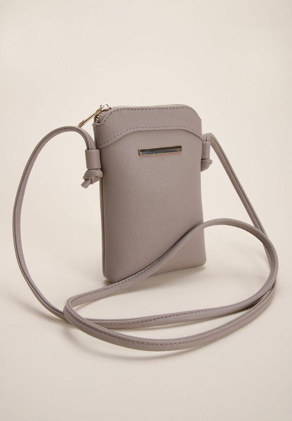 Womens Grey Cross Body Mobile Phone Bag