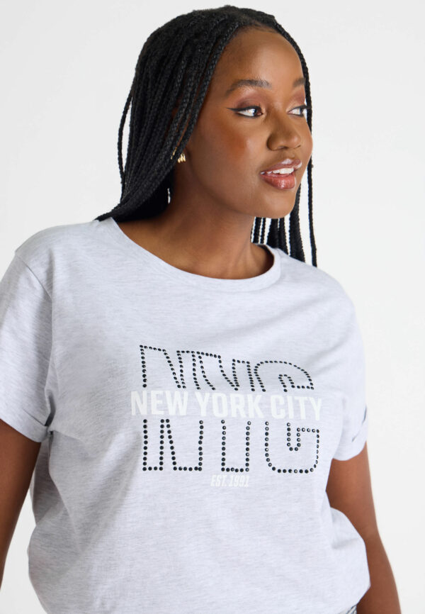 Womens Grey New York City Slogan T-shirt