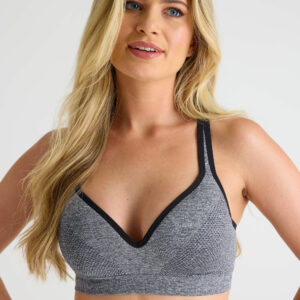 Womens Grey Racer Back Sports Bra