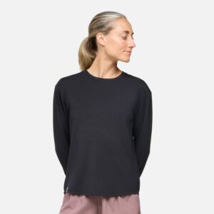 Women's HOKA Essential LS T-Shirt in Black, Size 2XL