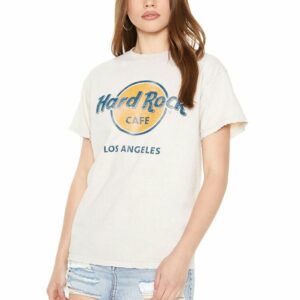 Women's Hard Rock Cafe Graphic T-Shirt in Tan, S/M