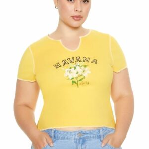 Women's Havana Graphic Baby T-Shirt in Yellow, 3X