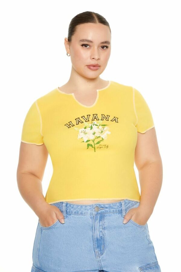 Women's Havana Graphic Baby T-Shirt in Yellow, 3X